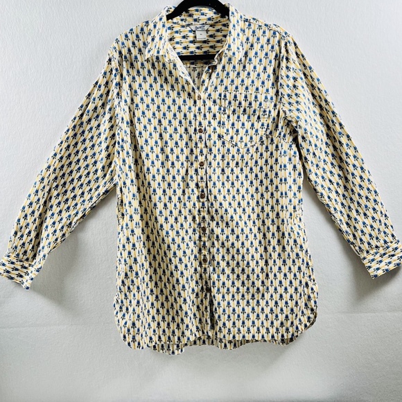 Duluth Trading Co Women's Hemp Organic Cotton Blouse All Over Paw Print Size XL - Picture 1 of 11